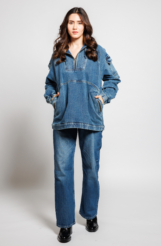 Thunder Blaze Denim Hoodie