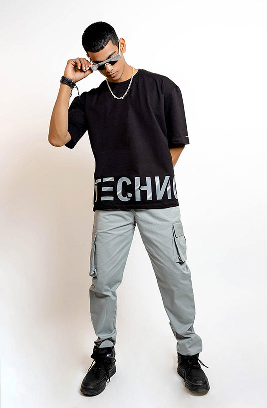 Techno Black Oversized T-Shirt