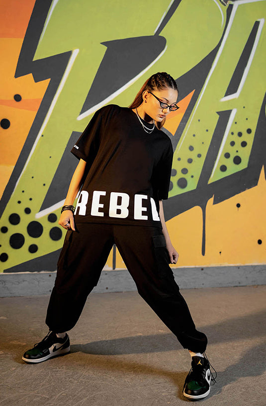 Rebel Black Oversized T-Shirt