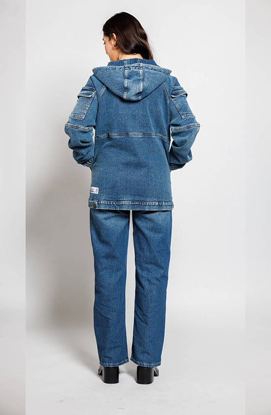 Thunder Blaze Denim Hoodie