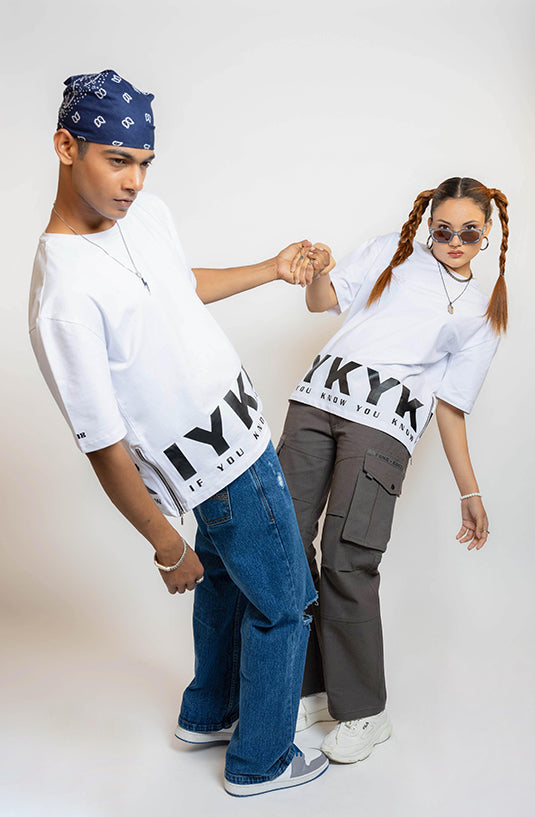 IYKYK White Oversized T-Shirt – Fibonacci India