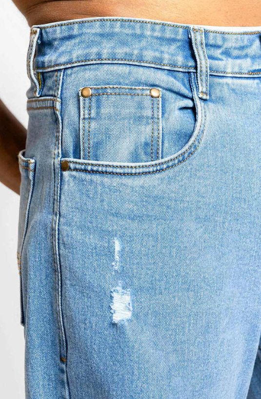 Ice Blue Distressed Baggy Jeans