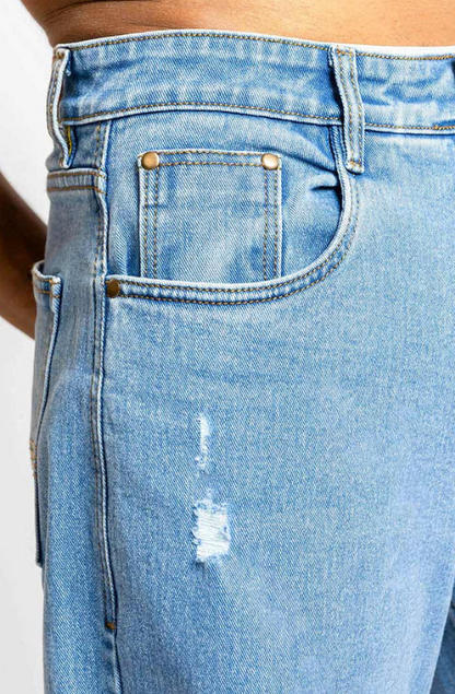 Ice Blue Distressed Baggy Jeans