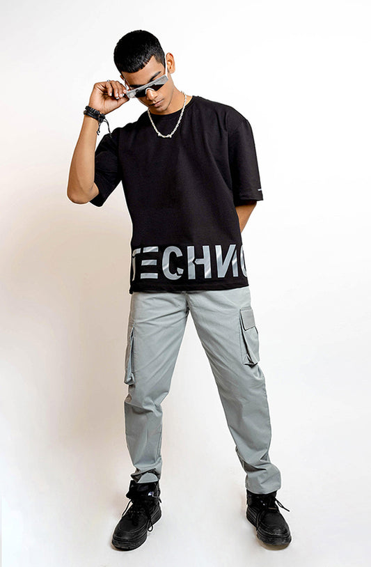 Techno Black Oversized T-Shirt