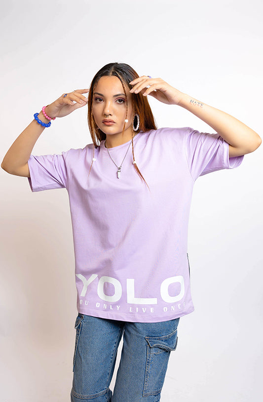 YOLO Lavender Oversized T-Shirt