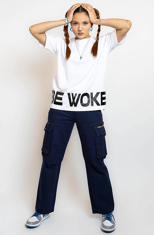 Be Woke White Oversized T-Shirt