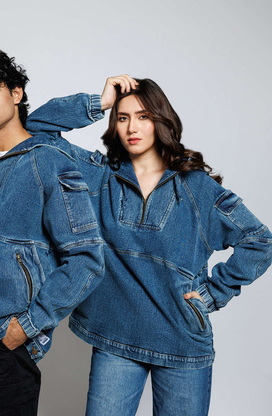 Thunder Blaze Denim Hoodie