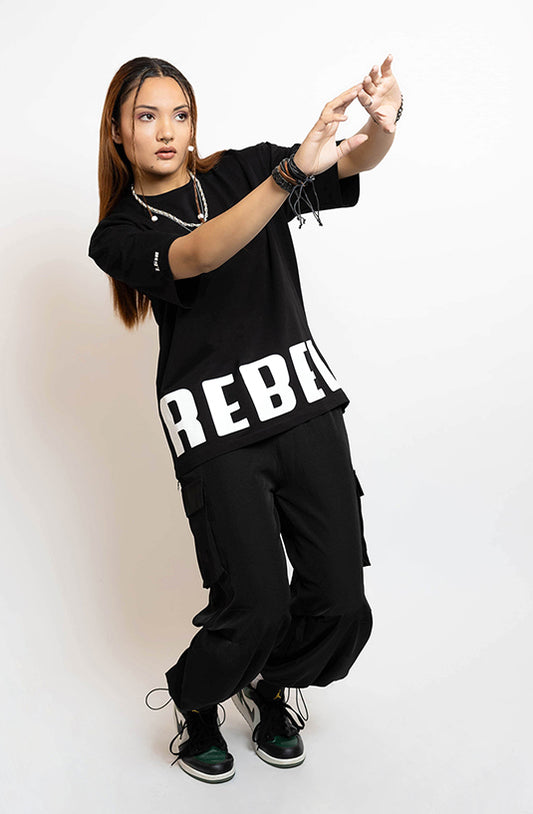 Rebel Black Oversized T-Shirt