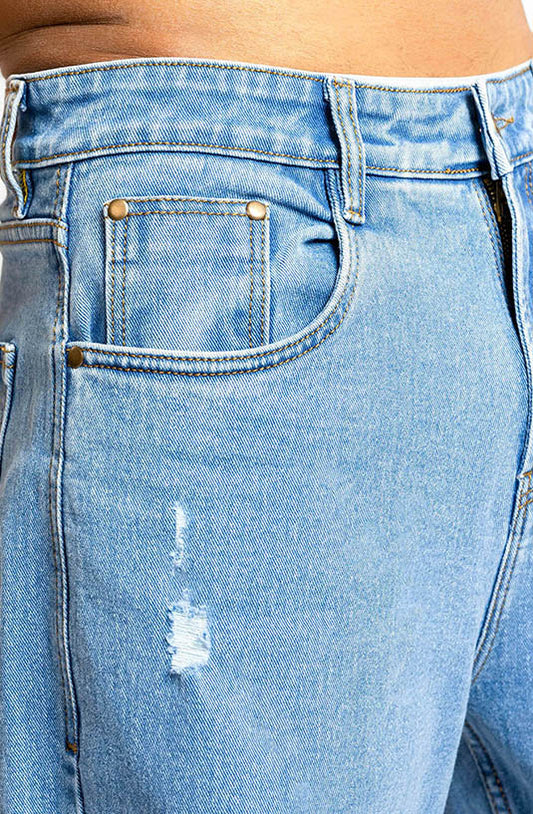 Ice Blue Distressed Baggy Jeans