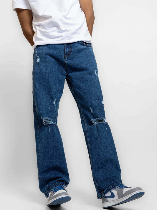 Cobalt Distressed Baggy Jeans