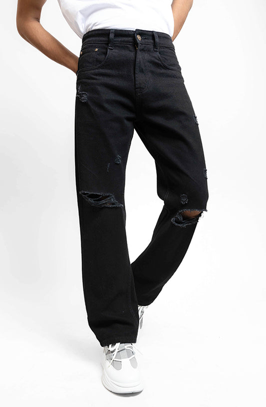 Midnight Distressed Baggy Jeans