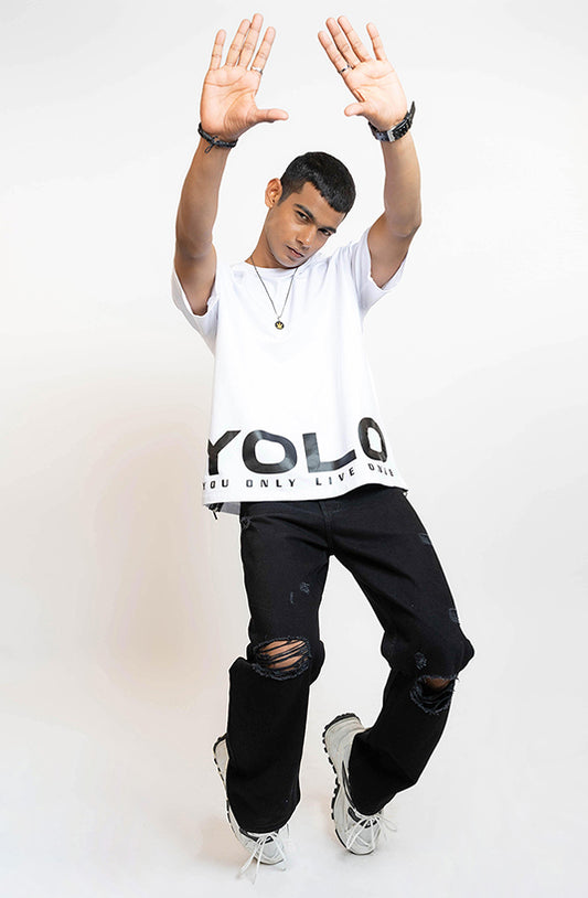 YOLO White Oversized T-Shirt