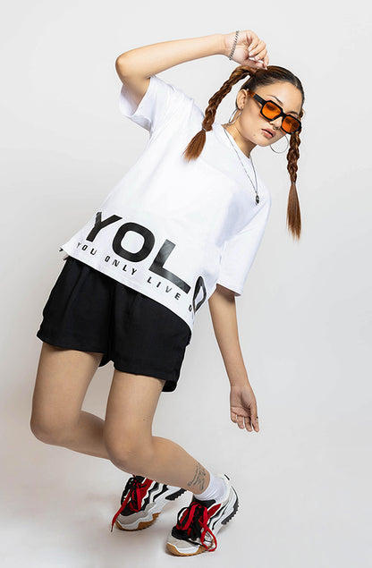 YOLO White Oversized T-Shirt