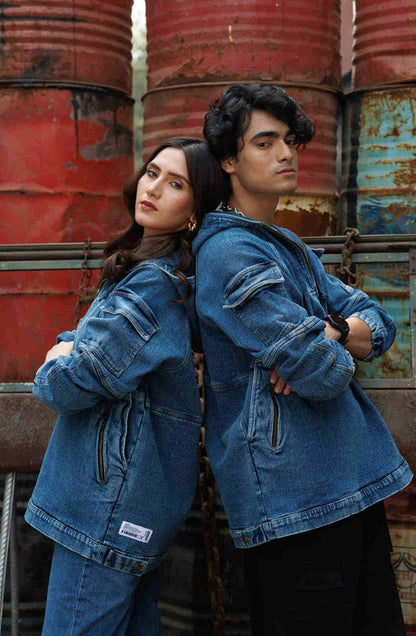 Thunder Blaze Denim Hoodie