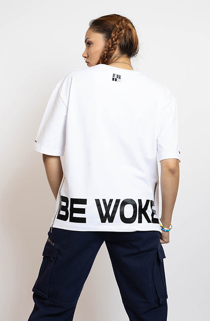 Be Woke White Oversized T-Shirt