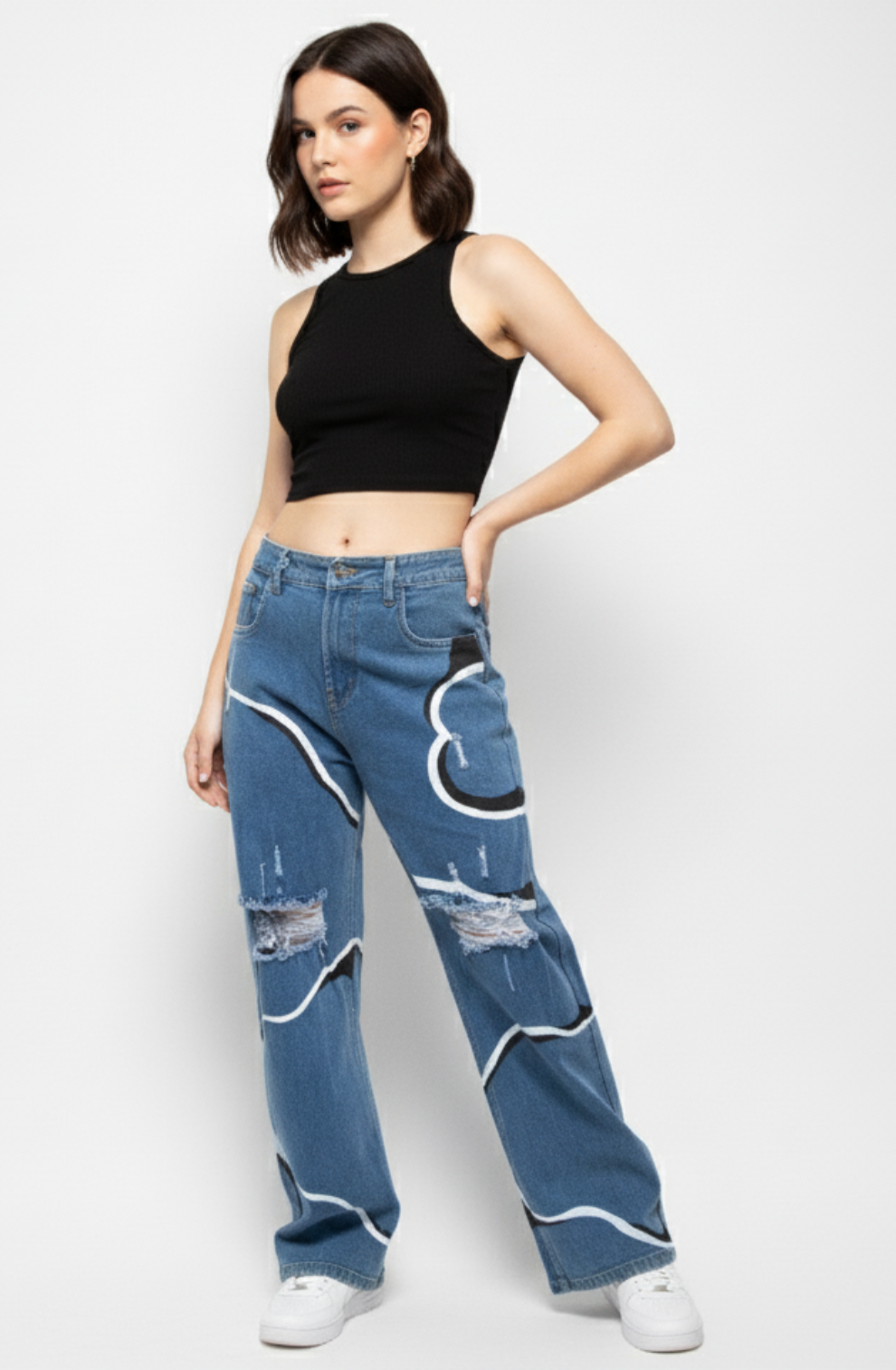 Abstract Cloud Wave Jeans