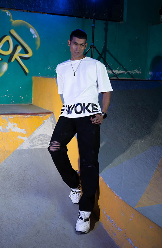 Be Woke White Oversized T-Shirt