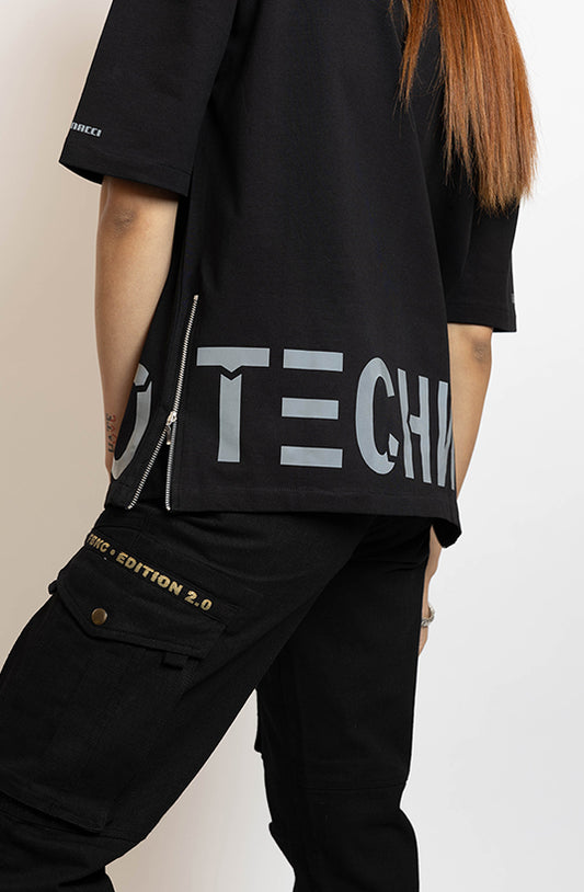 Techno Black Oversized T-Shirt