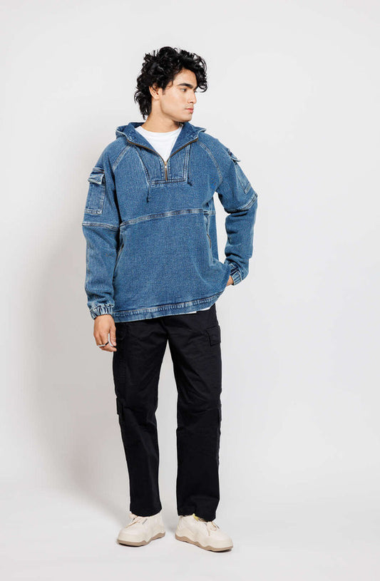Thunder Blaze Denim Hoodie