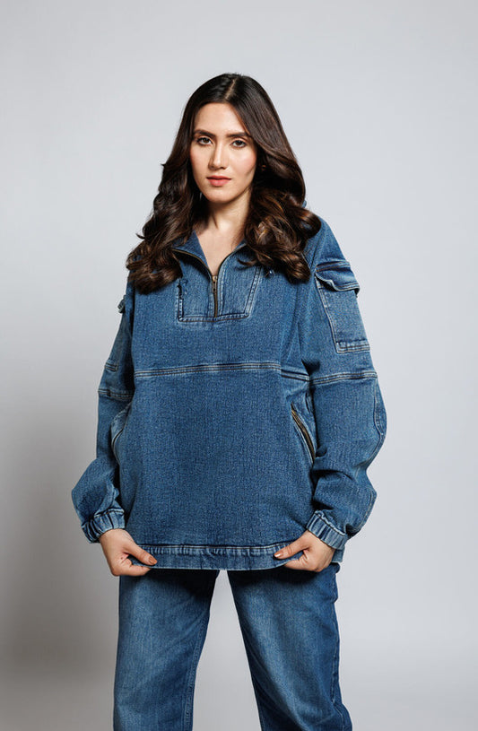 Thunder Blaze Denim Hoodie