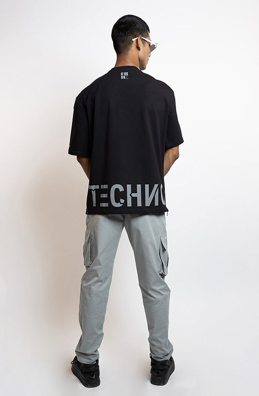 Techno Black Oversized T-Shirt