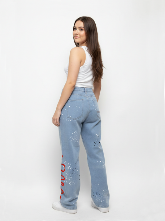 Artistic Splatter Cross Effect Jeans