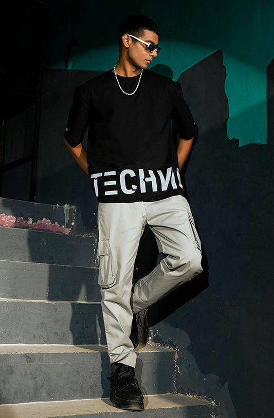 Techno Black Oversized T-Shirt