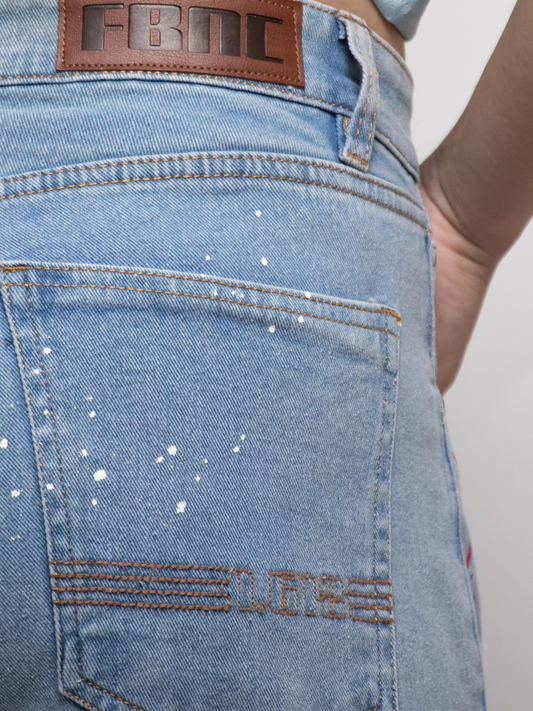 Artistic Splatter Cross Effect Jeans