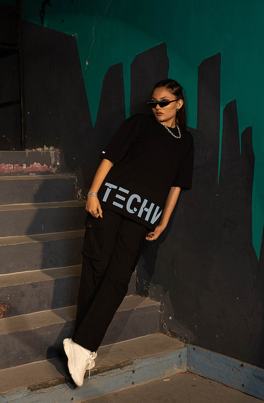 Techno Black Oversized T-Shirt