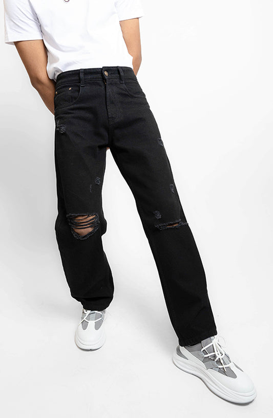 Midnight Distressed Baggy Jeans
