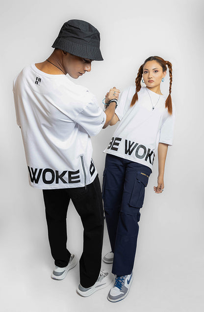 Be Woke White Oversized T-Shirt