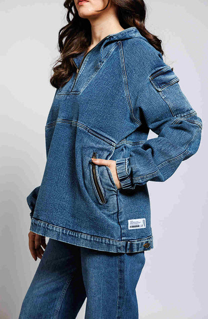 Thunder Blaze Denim Hoodie