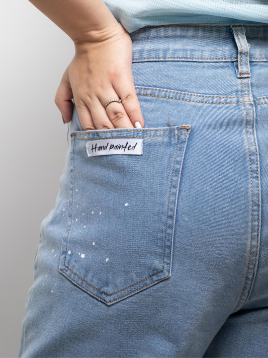 Artistic Splatter Cross Effect Jeans