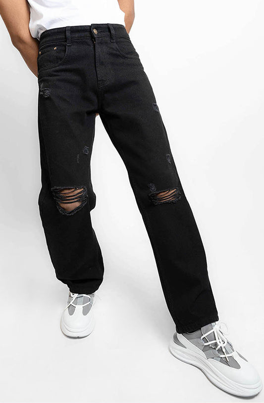 Midnight Distressed Baggy Jeans