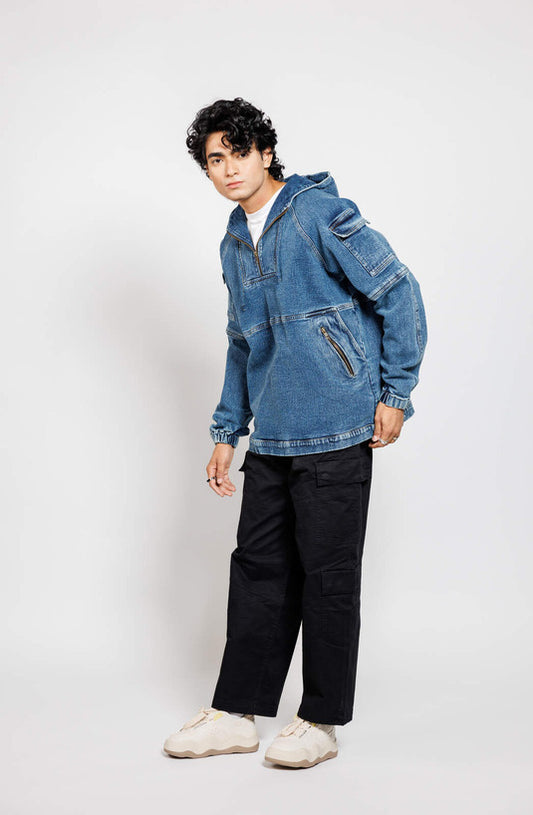 Thunder Blaze Denim Hoodie