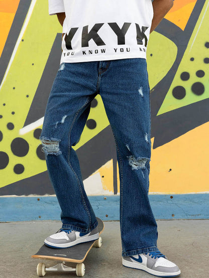 Cobalt Distressed Baggy Jeans