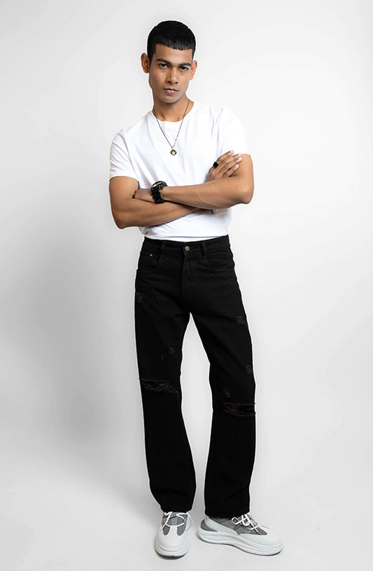 Midnight Distressed Baggy Jeans