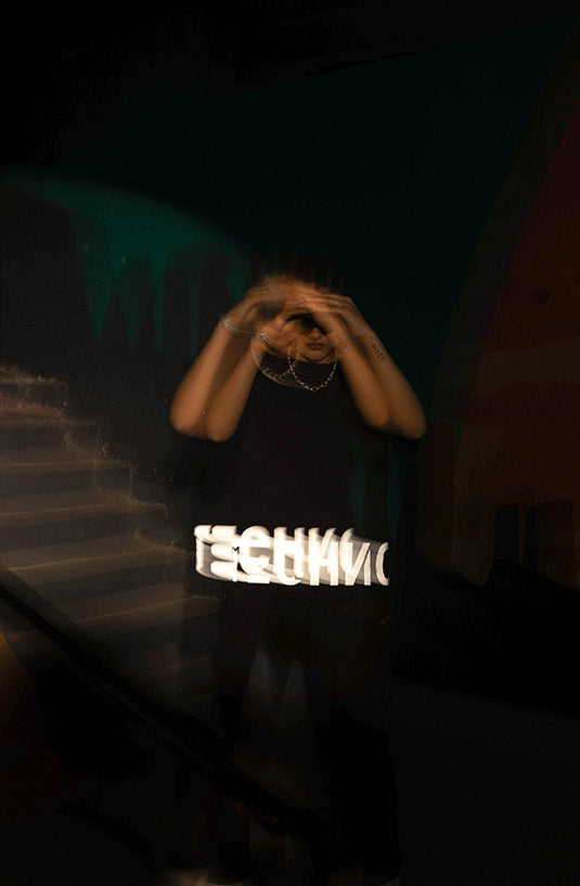 Techno Black Oversized T-Shirt