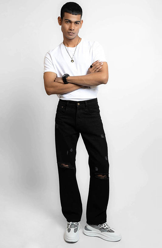 Midnight Distressed Baggy Jeans