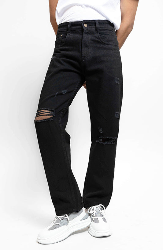 Midnight Distressed Baggy Jeans