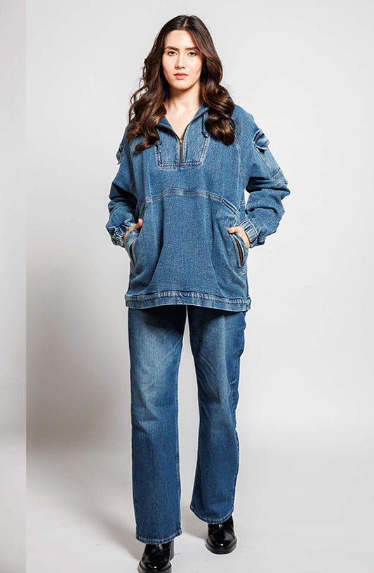 Thunder Blaze Denim Hoodie