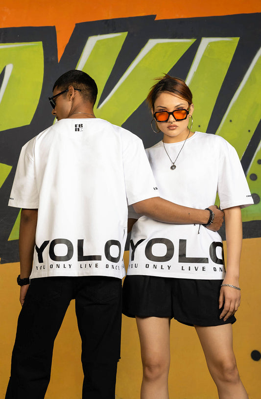YOLO White Oversized T-Shirt