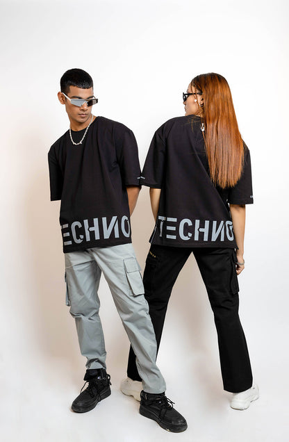 Techno Black Oversized T-Shirt