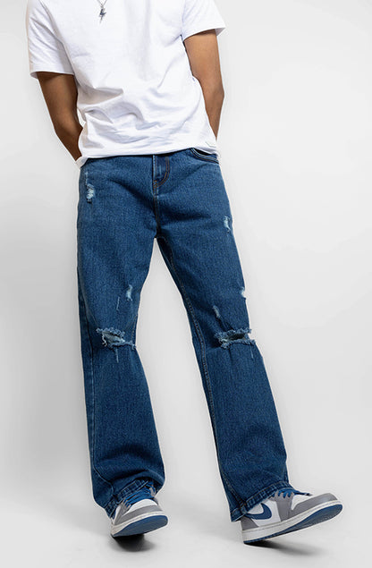 Cobalt Distressed Baggy Jeans