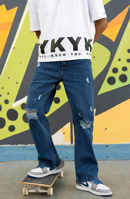 Cobalt Distressed Baggy Jeans