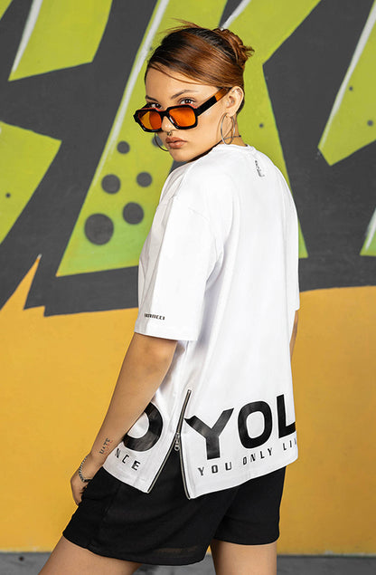 YOLO White Oversized T-Shirt
