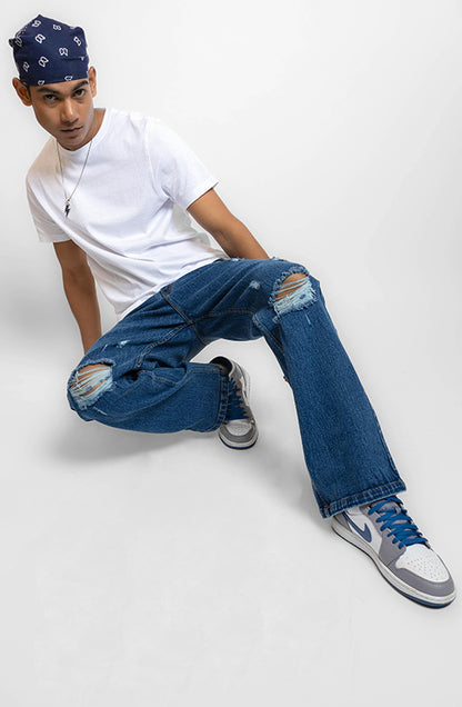 Cobalt Distressed Baggy Jeans