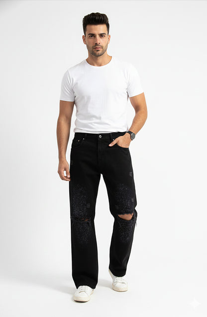 Midnight Galaxy Hand-Painted Jeans