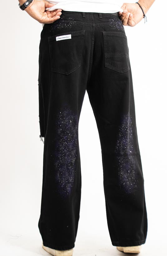Midnight Galaxy Hand-Painted Jeans