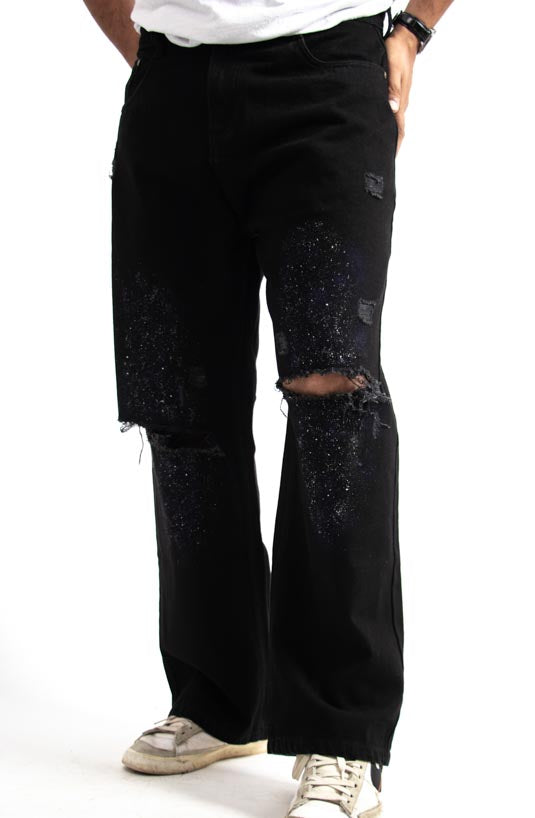 Midnight Galaxy Hand-Painted Jeans